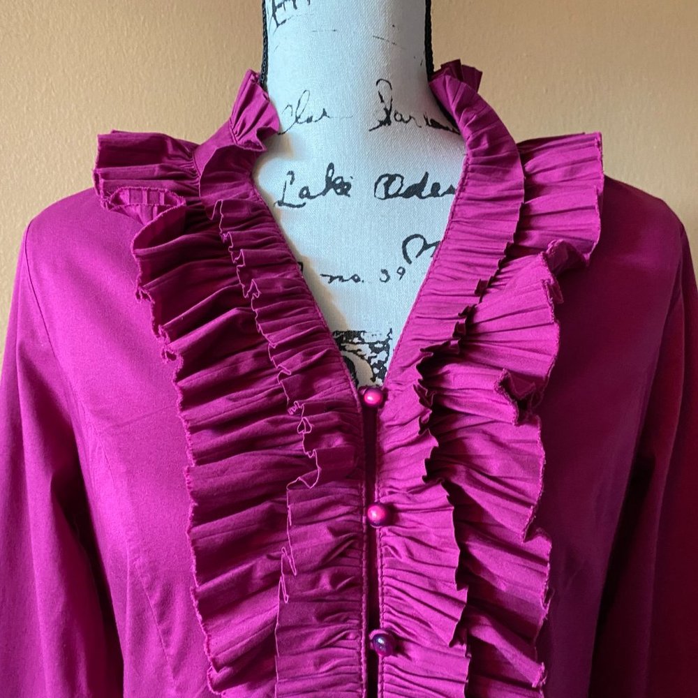 Soft Surroundings Ruffle Button Down Blouse Top - image 2